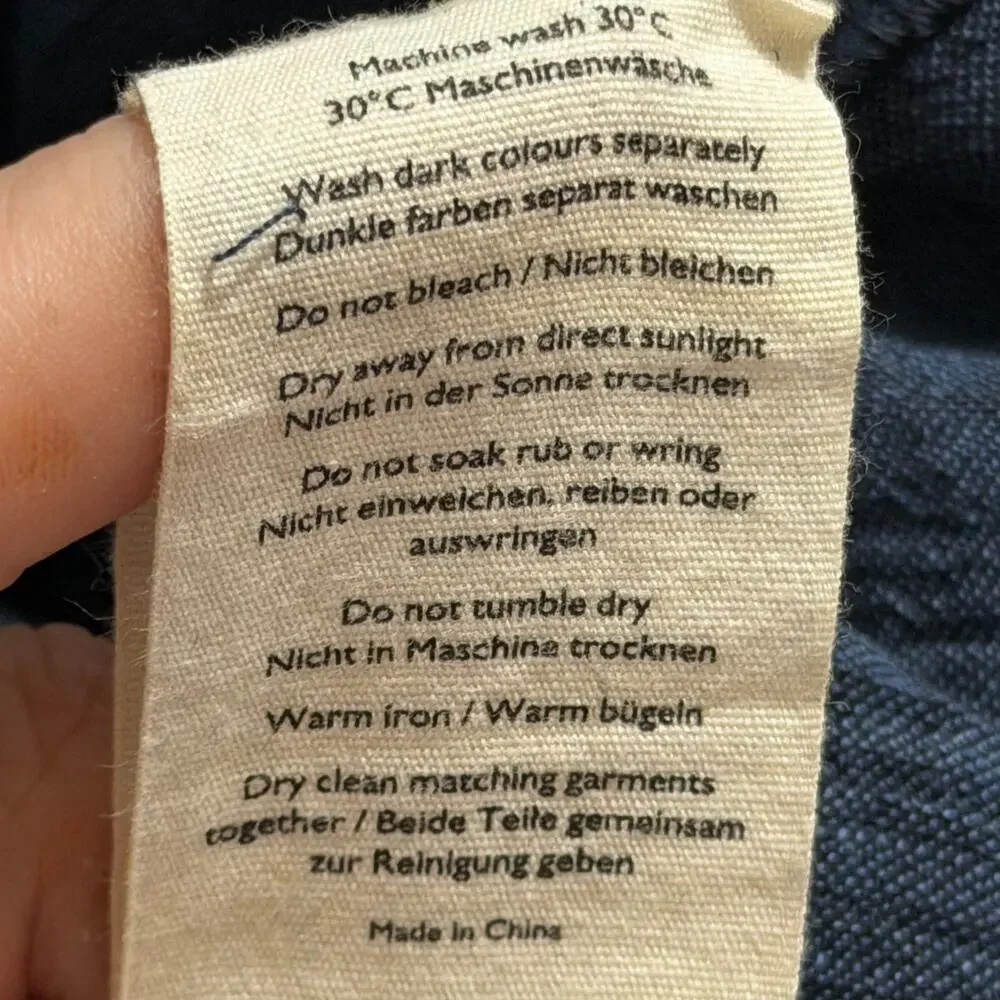 POETRY Dark Indigo Linen Blend Cropped Wide Leg Jumpsuit US 8 - Picture 9 of 12